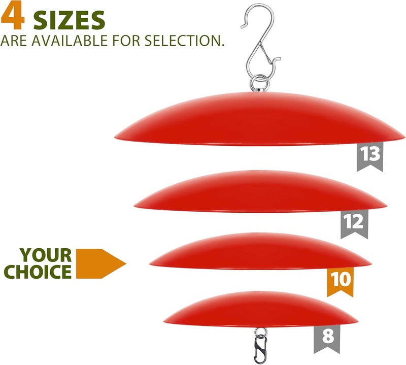 andergi 10" Small Bird Feeder Dome, Hummingbird Feeder Rain Guard, Bird Feeder Cover for Small Feeders, Protective Cover Work with Ant Guards（Red,2 Pack - Image 2